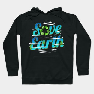 Save Earth With Recycle Logo And Clouds For Earth Day Hoodie